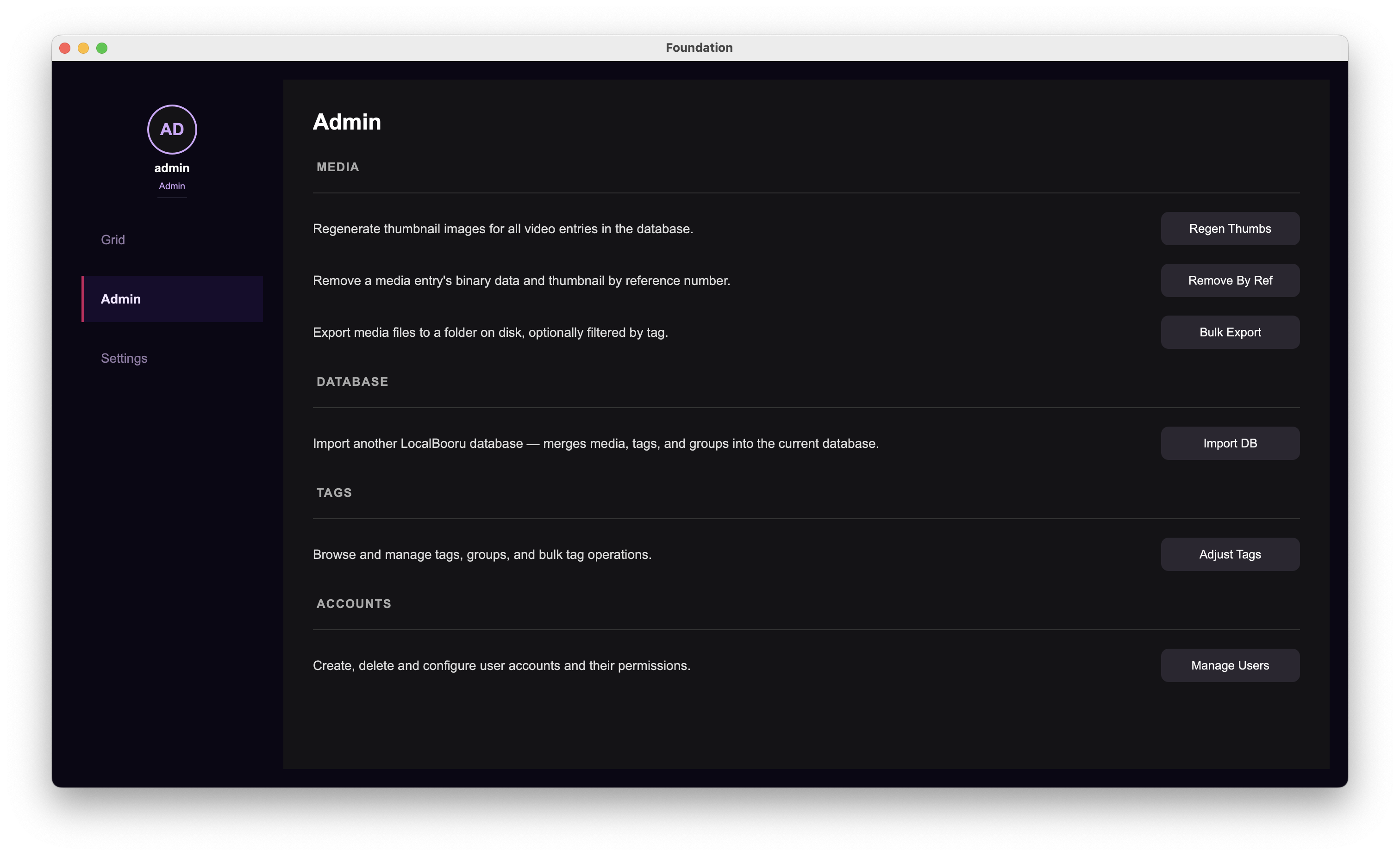 Full admin panel for power users